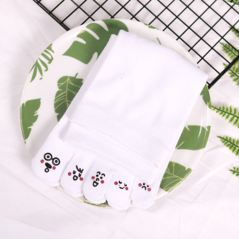 Петопръстни чорапи – памук, попиване на пот, едноцветен модел, плетени с една игла, къс цилиндър