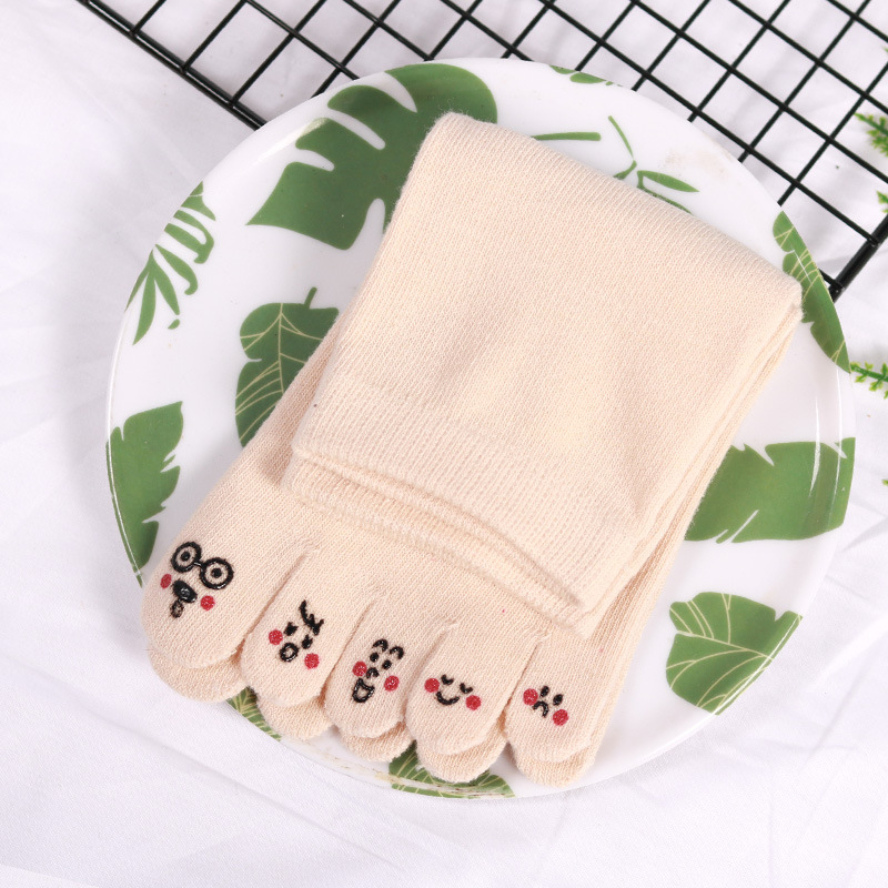 Петопръстни чорапи – памук, попиване на пот, едноцветен модел, плетени с една игла, къс цилиндър