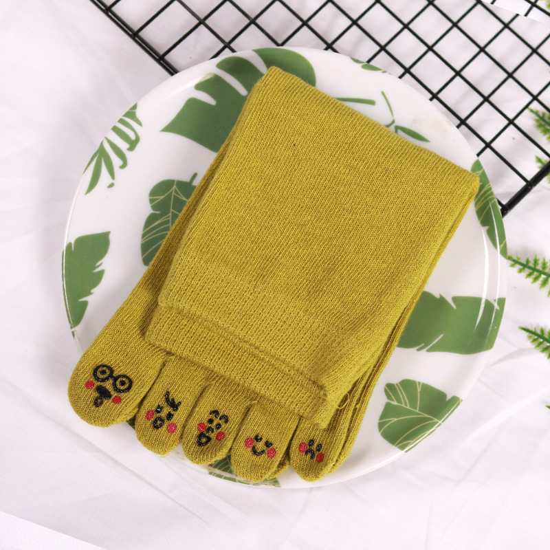 Петопръстни чорапи – памук, попиване на пот, едноцветен модел, плетени с една игла, къс цилиндър