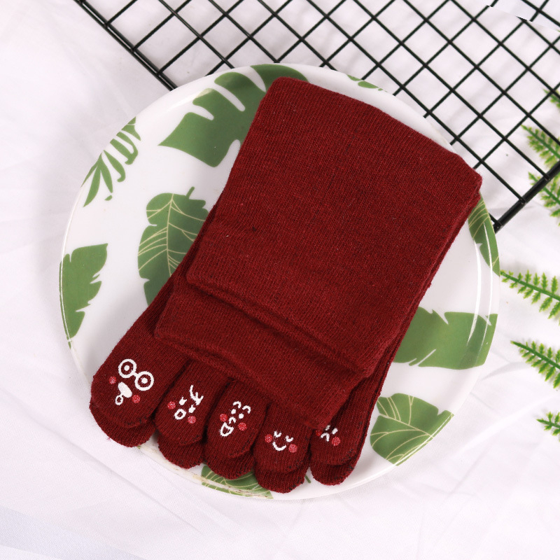 Петопръстни чорапи – памук, попиване на пот, едноцветен модел, плетени с една игла, къс цилиндър