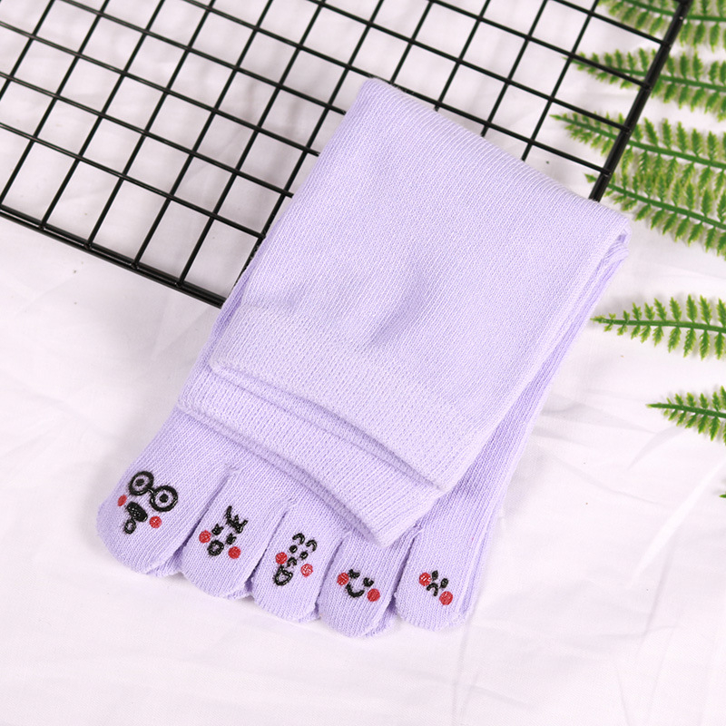 Петопръстни чорапи – памук, попиване на пот, едноцветен модел, плетени с една игла, къс цилиндър