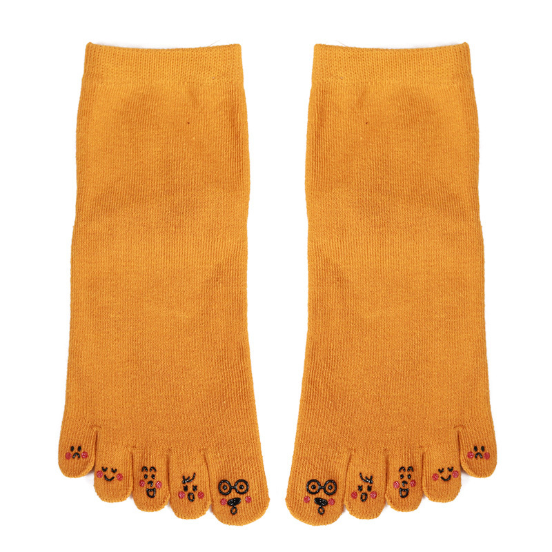 Петопръстни чорапи – памук, попиване на пот, едноцветен модел, плетени с една игла, къс цилиндър