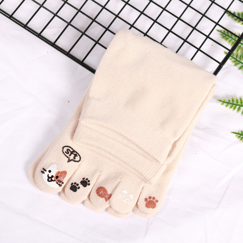 Петопръстни чорапи – памук, попиване на пот, едноцветен модел, плетени с една игла, къс цилиндър