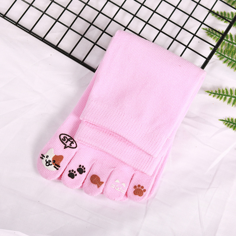 Петопръстни чорапи – памук, попиване на пот, едноцветен модел, плетени с една игла, къс цилиндър