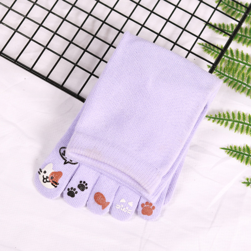 Петопръстни чорапи – памук, попиване на пот, едноцветен модел, плетени с една игла, къс цилиндър