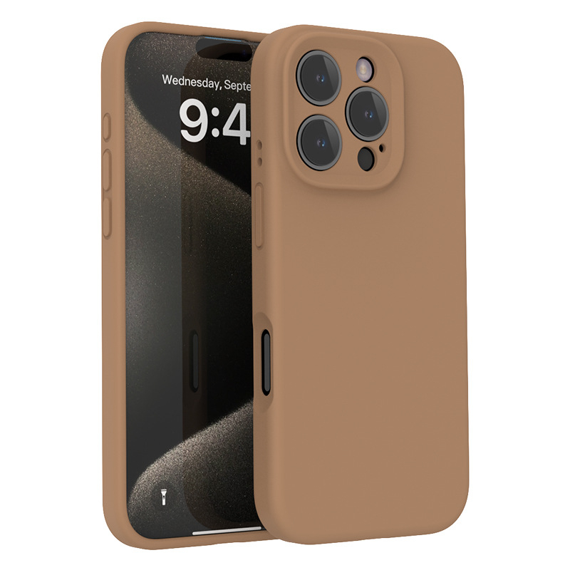 Carcasă din silicon lichid, culoare uni pentru seria iPhone 16, cu protecție completă a obiectivului și rezistență la căderi