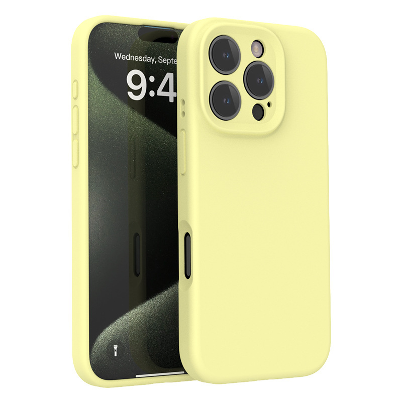 Carcasă din silicon lichid, culoare uni pentru seria iPhone 16, cu protecție completă a obiectivului și rezistență la căderi