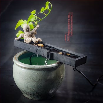 Ornament din piatră pentru acvariu — lucrat manual, suprafață glazurată și lustruită, stil chinezesc nou