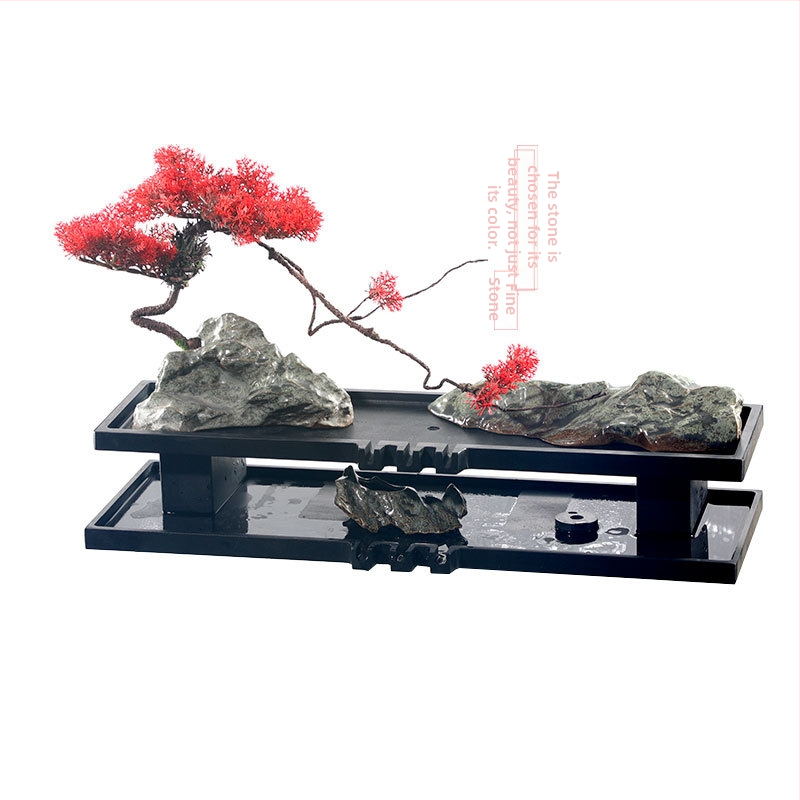 Ornament din piatră pentru acvariu — lucrat manual, suprafață glazurată și lustruită, stil chinezesc nou