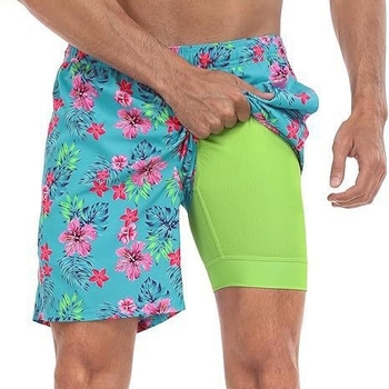 Ανδρικά σορτς - Ελαστικότητα τεσσάρων κατευθύνσεων, 100% Πολυεστέρας, Χαλαρή γραμμή, Αθλητικά (Καλοκαίρι)