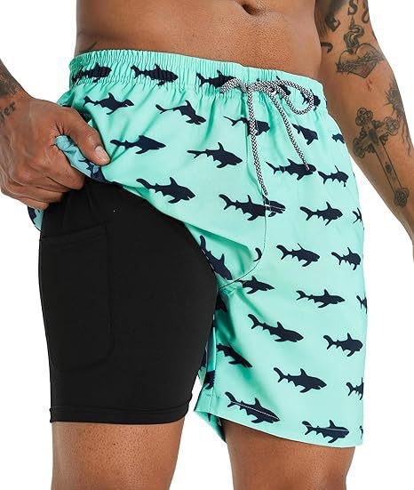 Ανδρικά σορτς - Ελαστικότητα τεσσάρων κατευθύνσεων, 100% Πολυεστέρας, Χαλαρή γραμμή, Αθλητικά (Καλοκαίρι)