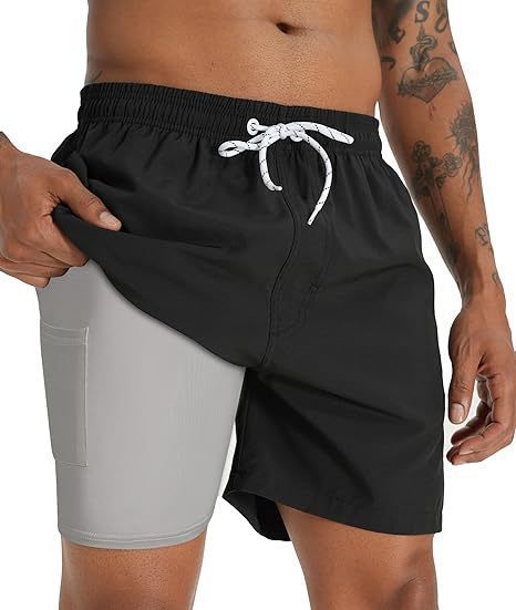 Ανδρικά σορτς - Ελαστικότητα τεσσάρων κατευθύνσεων, 100% Πολυεστέρας, Χαλαρή γραμμή, Αθλητικά (Καλοκαίρι)