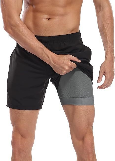 Ανδρικά σορτς - Ελαστικότητα τεσσάρων κατευθύνσεων, 100% Πολυεστέρας, Χαλαρή γραμμή, Αθλητικά (Καλοκαίρι)