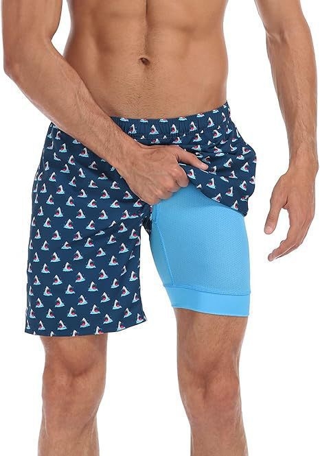 Ανδρικά σορτς - Ελαστικότητα τεσσάρων κατευθύνσεων, 100% Πολυεστέρας, Χαλαρή γραμμή, Αθλητικά (Καλοκαίρι)