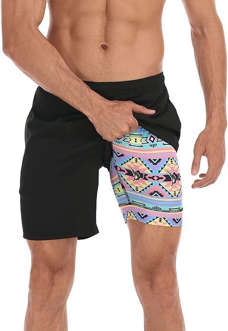 Ανδρικά σορτς - Ελαστικότητα τεσσάρων κατευθύνσεων, 100% Πολυεστέρας, Χαλαρή γραμμή, Αθλητικά (Καλοκαίρι)