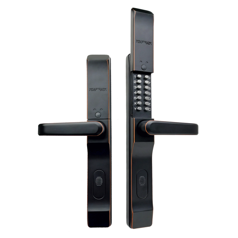 Villa előkert kapu – kétoldalas mechanikus jelszavas zár, OL4055, cinkötvözet, mechanikus típus, 80×80 rúd vastagság, biztonsági ajtókhoz.