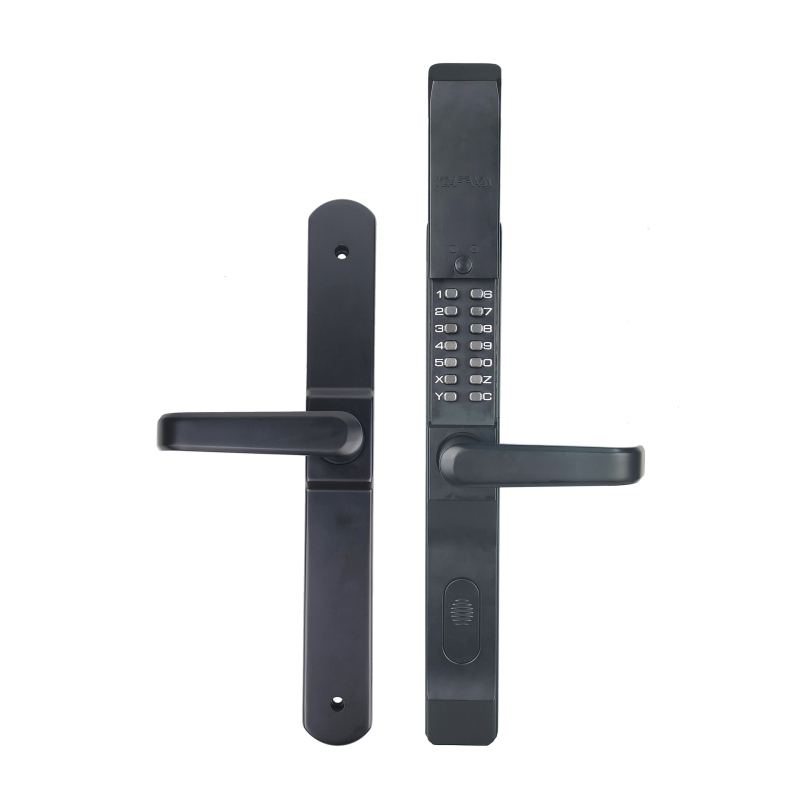 Villa előkert kapu – kétoldalas mechanikus jelszavas zár, OL4055, cinkötvözet, mechanikus típus, 80×80 rúd vastagság, biztonsági ajtókhoz.