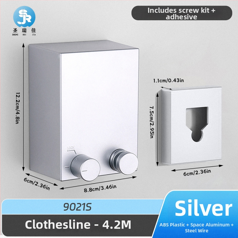 Разтегателна сушалка за дрехи без пробиване, невидима стенна за вътрешен балкон – ABS + алуминиева сплав + стоманено въже