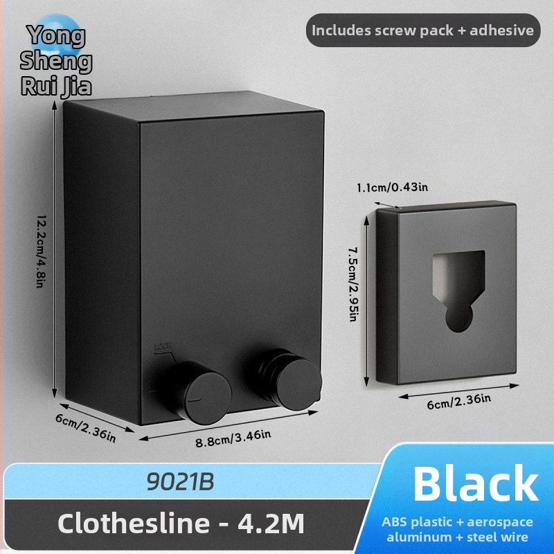 Разтегателна сушалка за дрехи без пробиване, невидима стенна за вътрешен балкон – ABS + алуминиева сплав + стоманено въже