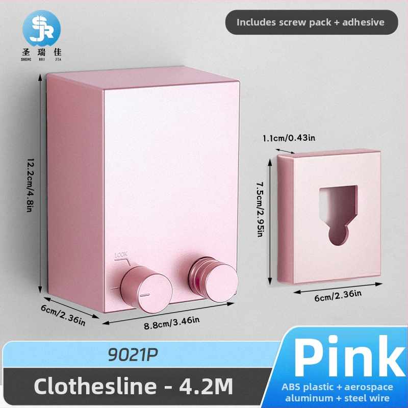 Разтегателна сушалка за дрехи без пробиване, невидима стенна за вътрешен балкон – ABS + алуминиева сплав + стоманено въже