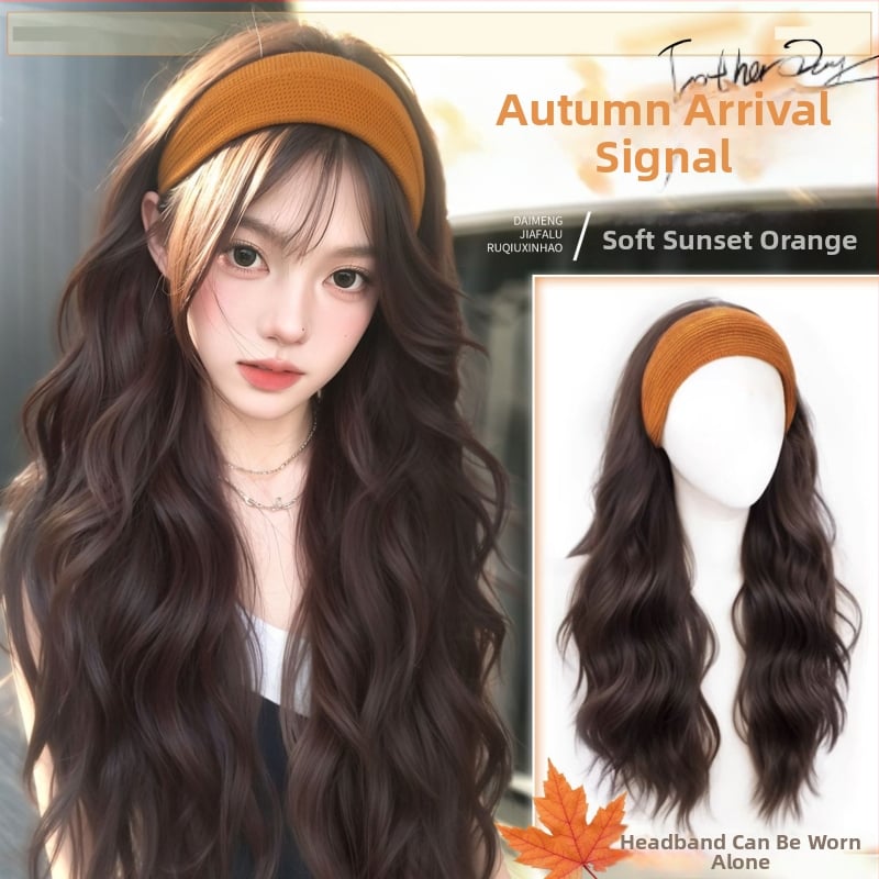 Perucă cu bandă pentru cap, fibre rezistente la temperatură, aspect natural, procesare mecanică, schimbă coafura, potrivită pentru toate formele feței