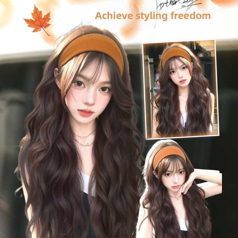 Parochňa s pásom na hlavu z tepelne odolných vlákien, prirodzený vzhľad, mechanické spracovanie, zmena účesu