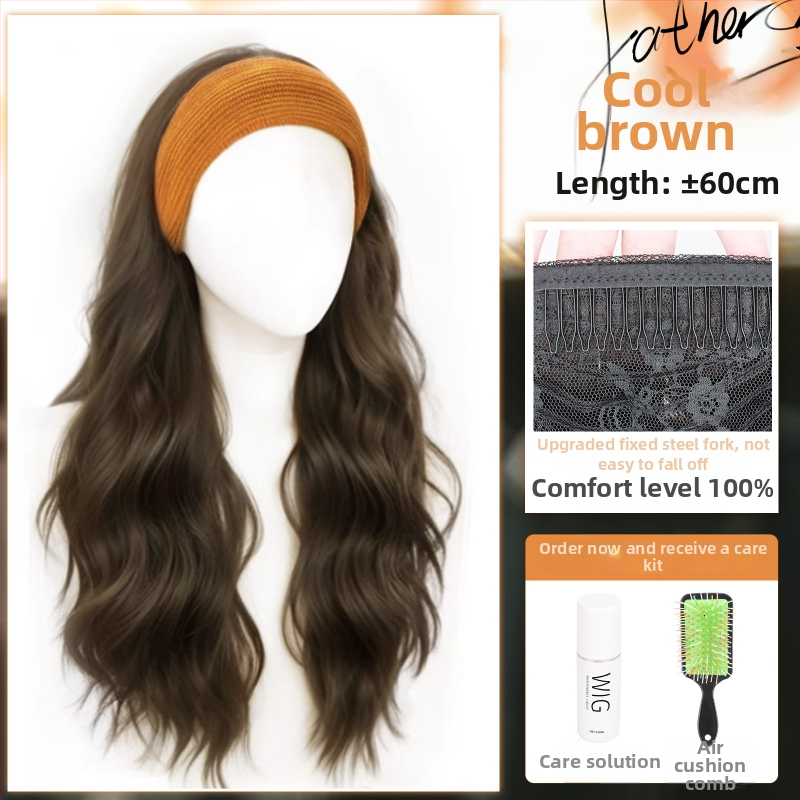 Perucă cu bandă pentru cap, fibre rezistente la temperatură, aspect natural, procesare mecanică, schimbă coafura, potrivită pentru toate formele feței