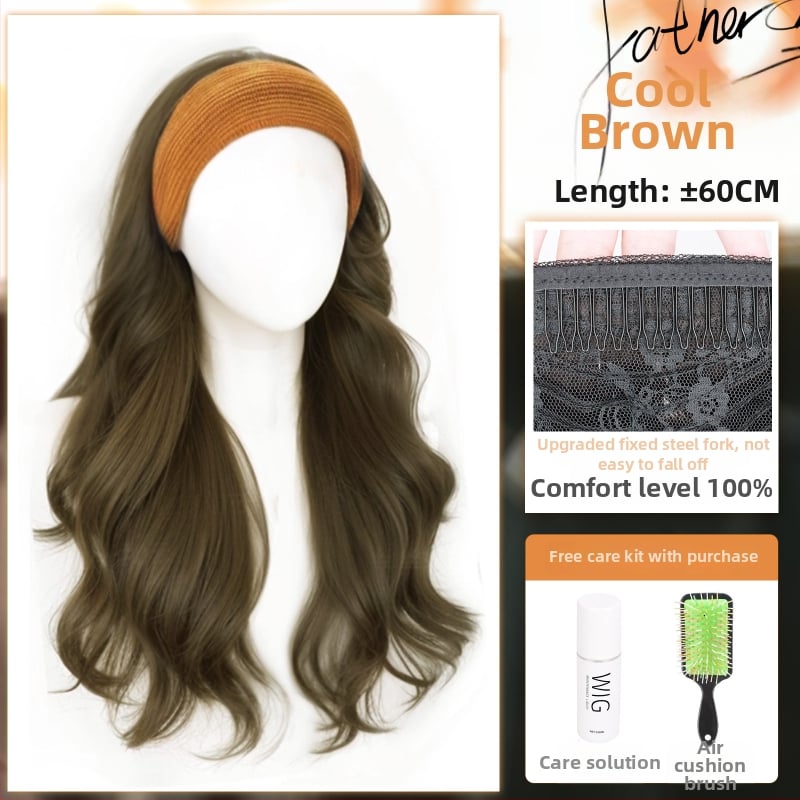 Perucă cu bandă pentru cap, fibre rezistente la temperatură, aspect natural, procesare mecanică, schimbă coafura, potrivită pentru toate formele feței