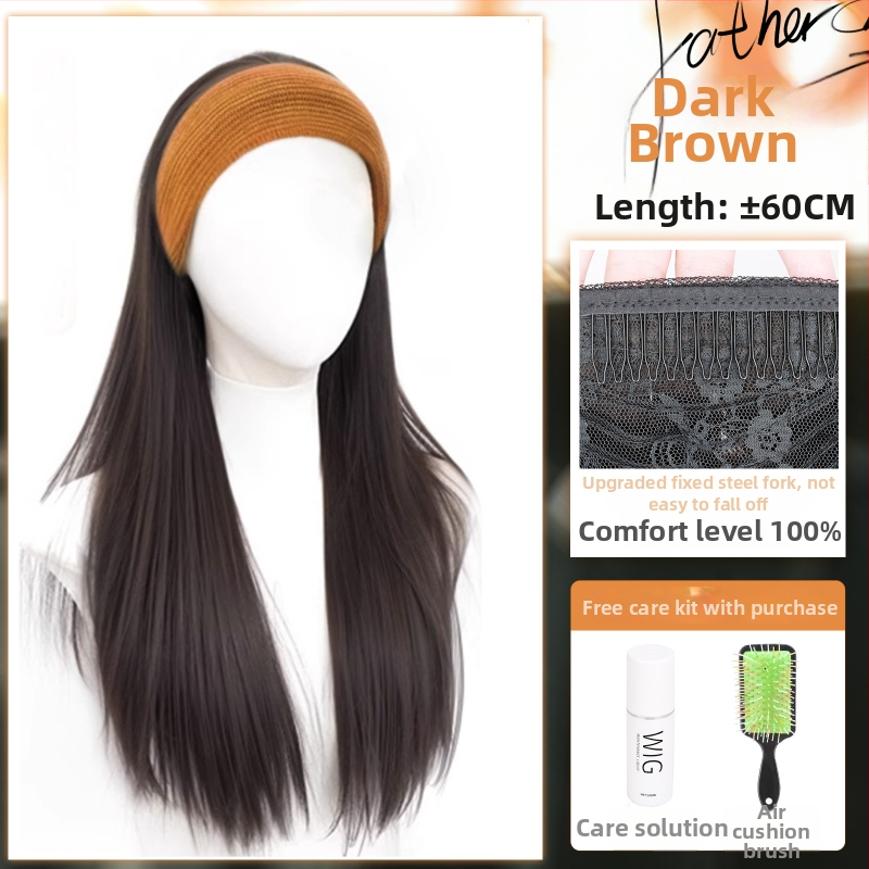 Perucă cu bandă pentru cap, fibre rezistente la temperatură, aspect natural, procesare mecanică, schimbă coafura, potrivită pentru toate formele feței