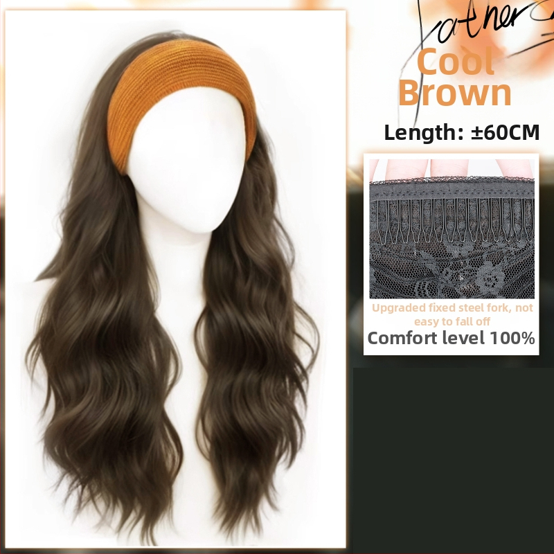 Perucă cu bandă pentru cap, fibre rezistente la temperatură, aspect natural, procesare mecanică, schimbă coafura, potrivită pentru toate formele feței