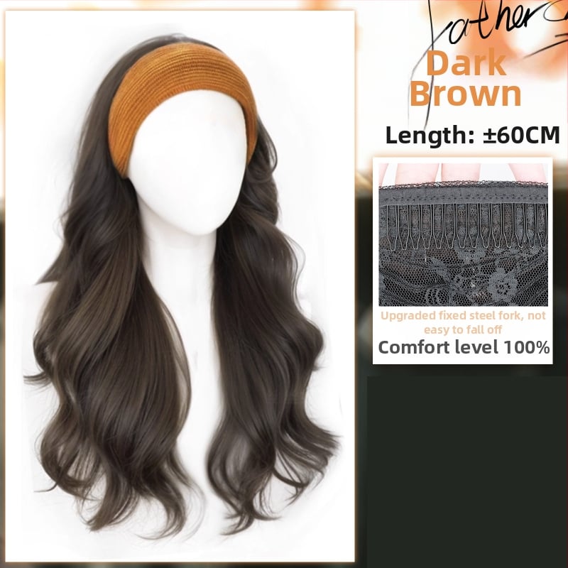 Perucă cu bandă pentru cap, fibre rezistente la temperatură, aspect natural, procesare mecanică, schimbă coafura, potrivită pentru toate formele feței