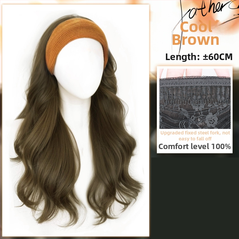 Perucă cu bandă pentru cap, fibre rezistente la temperatură, aspect natural, procesare mecanică, schimbă coafura, potrivită pentru toate formele feței