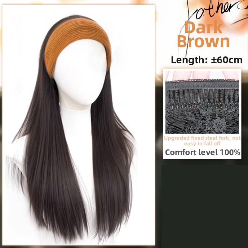 Perucă cu bandă pentru cap, fibre rezistente la temperatură, aspect natural, procesare mecanică, schimbă coafura, potrivită pentru toate formele feței