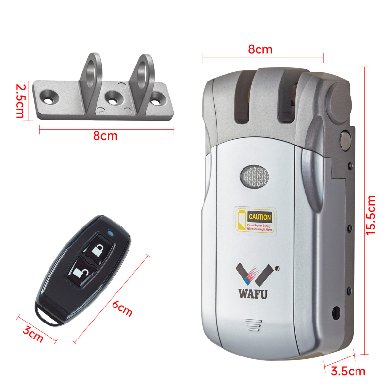 WAFU WF-019 elektronický zámok s bezdrôtovým diaľkovým ovládaním; telo zinkovej zliatiny; určený pre domáce použitie; vhodný pre bezpečnostné, protipožiarne, drevené, sklenené a hliníkové dvere