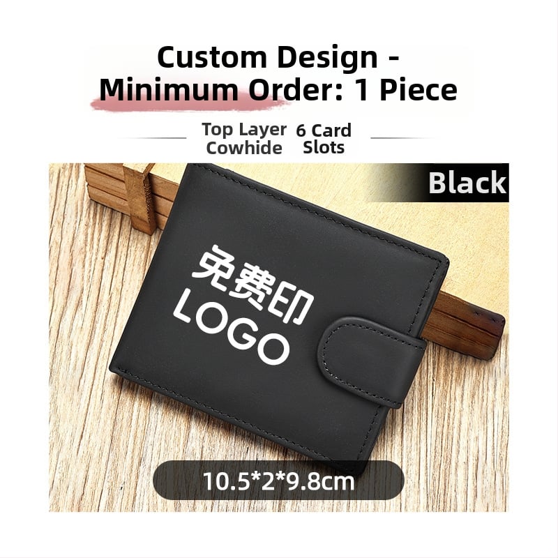 Valódi bőr férfi rövid pénztárca, két rétegből álló marhabőr, 2 hajtás, egyszínű mintázat, bélés poliészter-pamut, kopásálló és bővíthető