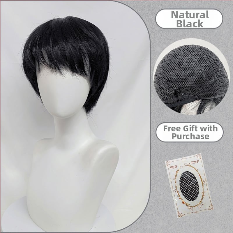 Férfi teljes fejparóka mikrofrufruval, fiatalos rövid frizurával, magas hőmérsékletű rostból, festésre és dauerra alkalmas