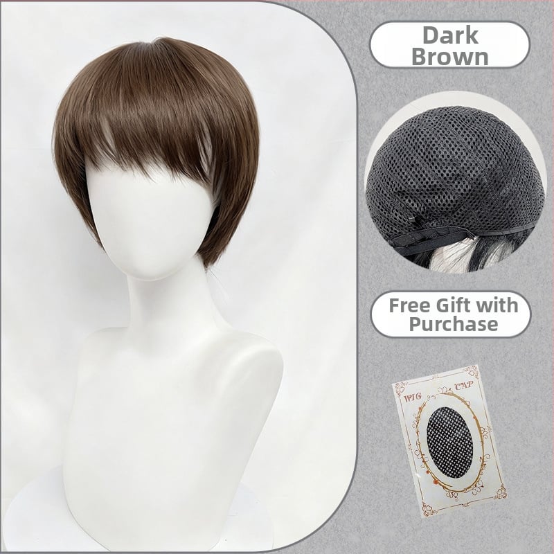 Férfi teljes fejparóka mikrofrufruval, fiatalos rövid frizurával, magas hőmérsékletű rostból, festésre és dauerra alkalmas