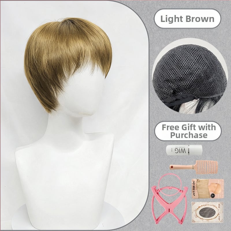 Férfi teljes fejparóka mikrofrufruval, fiatalos rövid frizurával, magas hőmérsékletű rostból, festésre és dauerra alkalmas