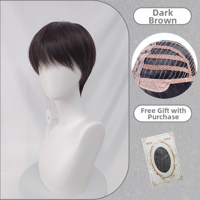 Férfi teljes fejparóka mikrofrufruval, fiatalos rövid frizurával, magas hőmérsékletű rostból, festésre és dauerra alkalmas