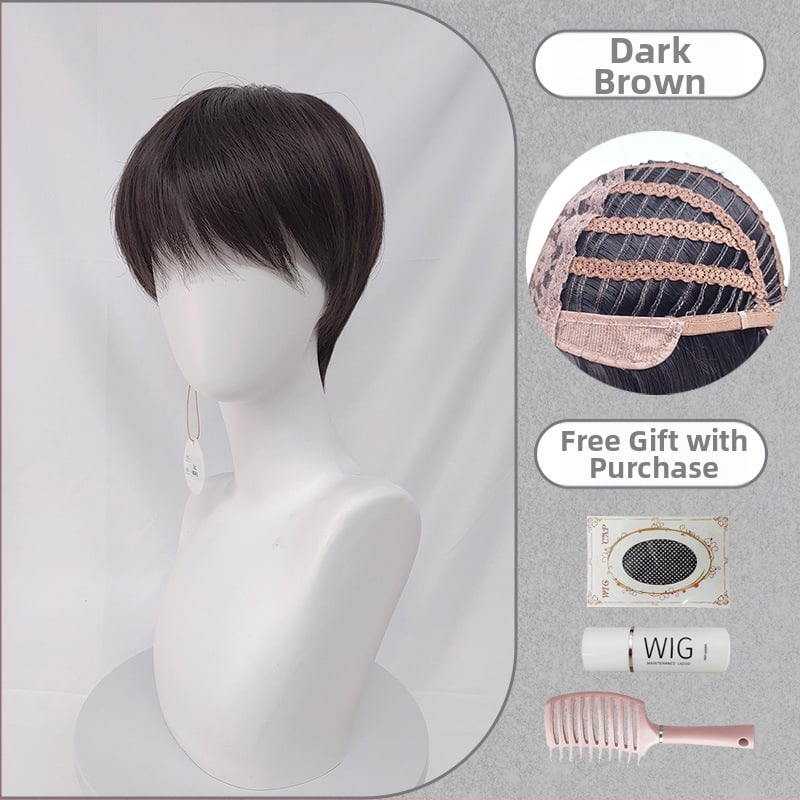 Férfi teljes fejparóka mikrofrufruval, fiatalos rövid frizurával, magas hőmérsékletű rostból, festésre és dauerra alkalmas