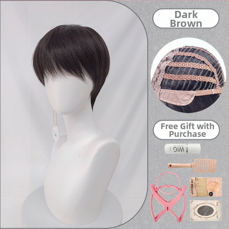 Férfi teljes fejparóka mikrofrufruval, fiatalos rövid frizurával, magas hőmérsékletű rostból, festésre és dauerra alkalmas