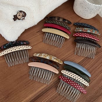 Accesorii pentru păr: Clește cu formă U din acetat, cu design oval polka dot pentru partea din spate a capului; stil simplu, clip de păr; ambalare individuală; procesare și personalizare disponibile