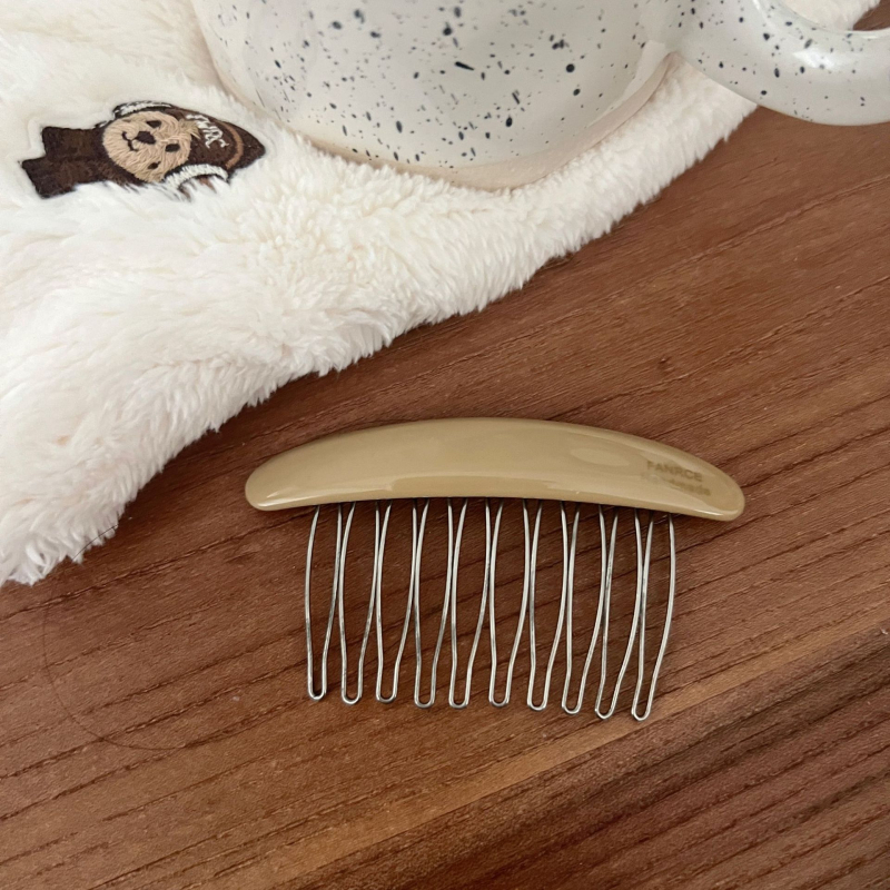 Accesorii pentru păr: Clește cu formă U din acetat, cu design oval polka dot pentru partea din spate a capului; stil simplu, clip de păr; ambalare individuală; procesare și personalizare disponibile