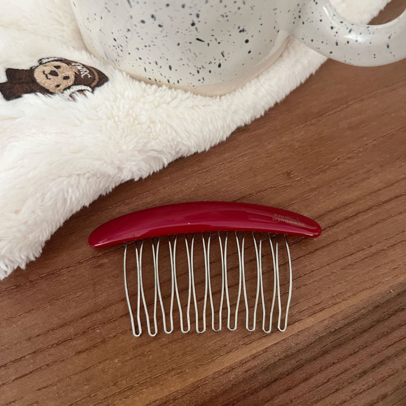 Accesorii pentru păr: Clește cu formă U din acetat, cu design oval polka dot pentru partea din spate a capului; stil simplu, clip de păr; ambalare individuală; procesare și personalizare disponibile