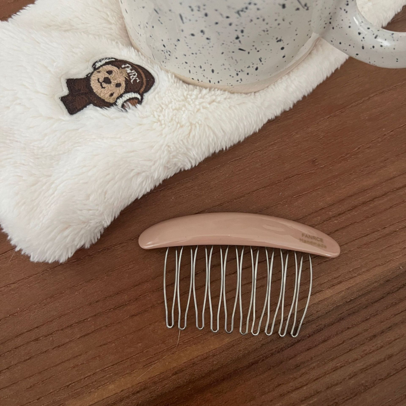 Accesorii pentru păr: Clește cu formă U din acetat, cu design oval polka dot pentru partea din spate a capului; stil simplu, clip de păr; ambalare individuală; procesare și personalizare disponibile