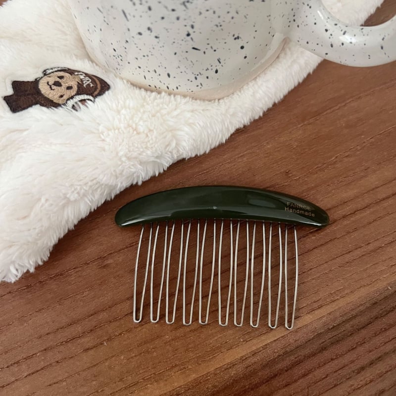 Accesorii pentru păr: Clește cu formă U din acetat, cu design oval polka dot pentru partea din spate a capului; stil simplu, clip de păr; ambalare individuală; procesare și personalizare disponibile