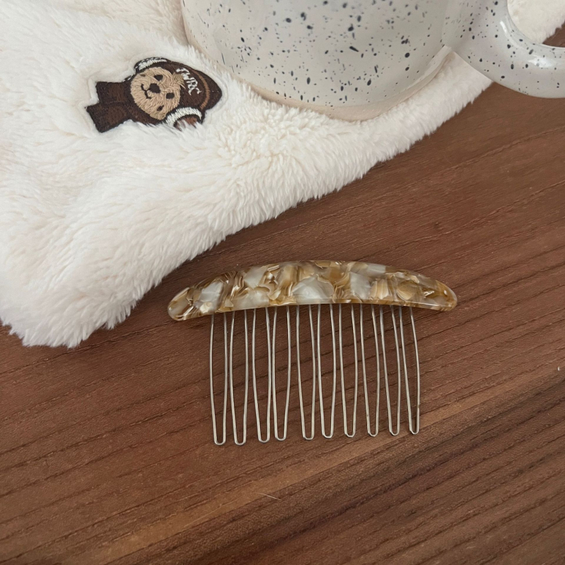 Accesorii pentru păr: Clește cu formă U din acetat, cu design oval polka dot pentru partea din spate a capului; stil simplu, clip de păr; ambalare individuală; procesare și personalizare disponibile