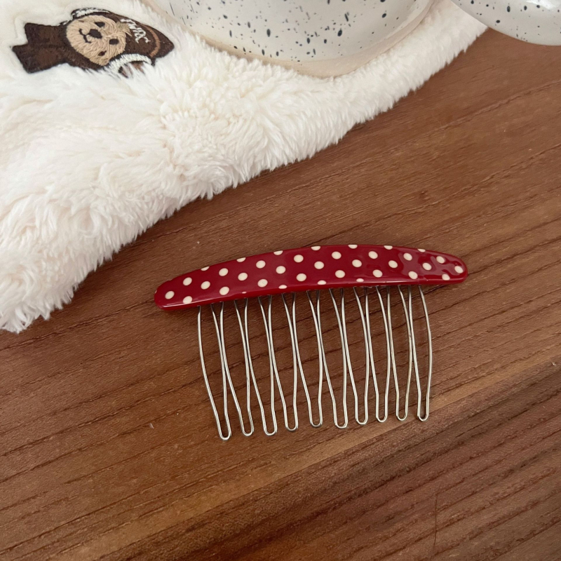 Accesorii pentru păr: Clește cu formă U din acetat, cu design oval polka dot pentru partea din spate a capului; stil simplu, clip de păr; ambalare individuală; procesare și personalizare disponibile