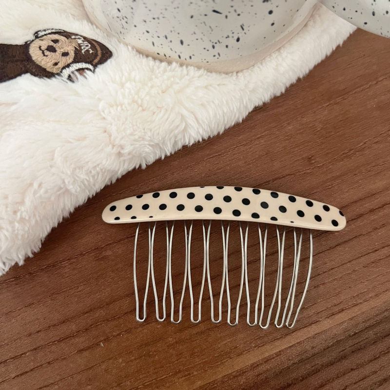 Accesorii pentru păr: Clește cu formă U din acetat, cu design oval polka dot pentru partea din spate a capului; stil simplu, clip de păr; ambalare individuală; procesare și personalizare disponibile