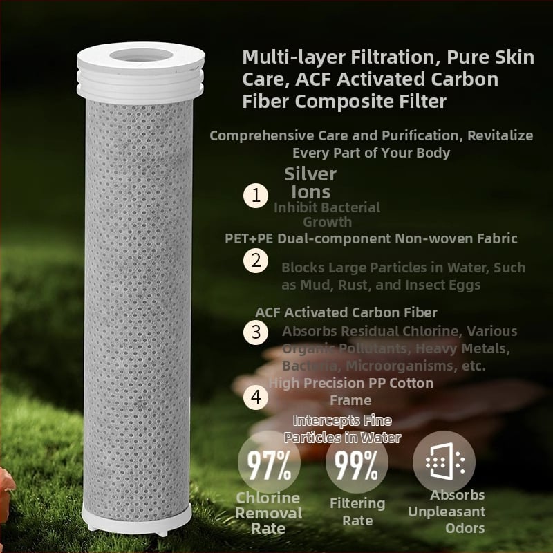 ARTIQUA Ručný sprchovací systém s filtrom aktívneho uhlia, vlákna z uhlíka na odstraňovanie chlóru, čistenie vody, dažďová sprcha